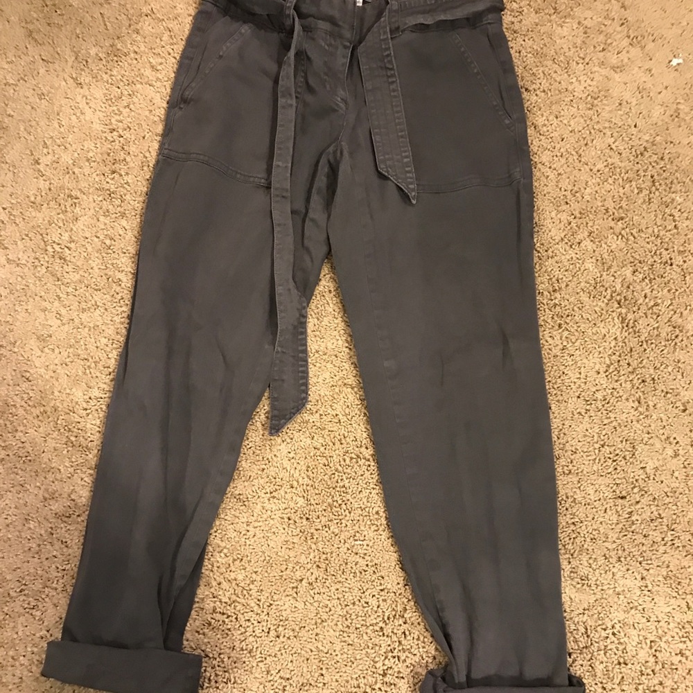 Loft grey mom jeans with tie